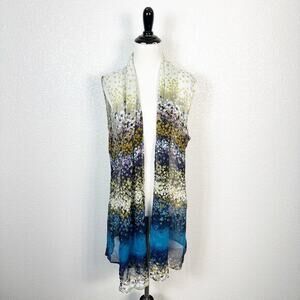 Coldwater Creek Womens Floral Chiffon Scarf Vest‎ Overpiece Topper One Size